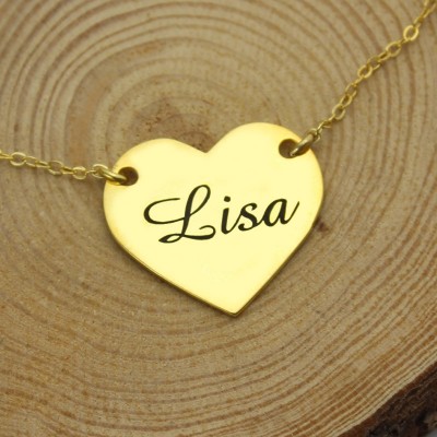 Stamped Heart Love Necklaces with Name 18ct Gold Plated - Name My Jewelry ™