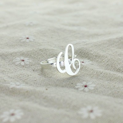 personalized Carrie Initial Letter Ring Sterling Silver - Name My Jewelry ™