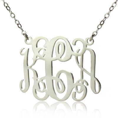 Alexis Bellino Style Monogram Necklace Solid White Gold 18ct - Name My Jewelry ™