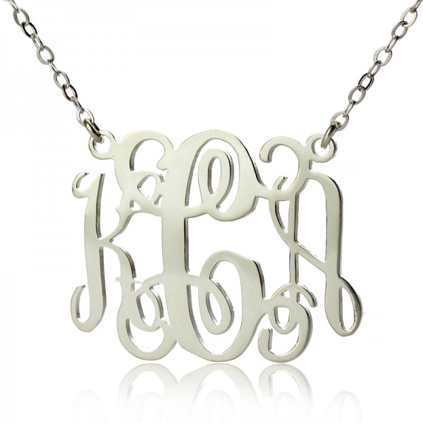 Alexis Bellino Style Monogram Necklace Solid White Gold 18ct - Name My Jewelry ™