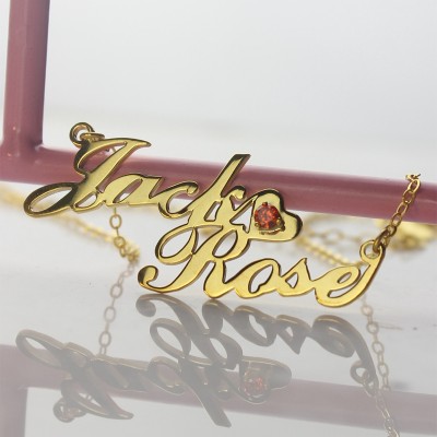 Gold Double Nameplate Necklace Carrie Style - Name My Jewelry ™