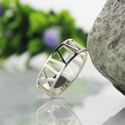 Custom Sterling Silver Roman Numerals Ring - Name My Jewelry ™
