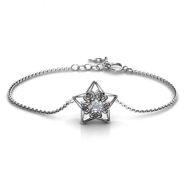 personalized 3D Star Bracelet with Filigree Detailing - Name My Jewelry ™