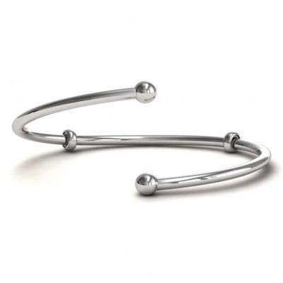 personalized Silver Flex Bangle Charm Bracelet - Name My Jewelry ™