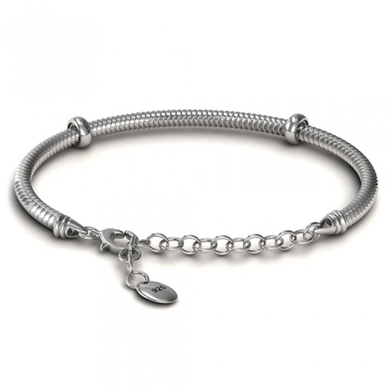 Personalized Silver Snake Bracelet with 1.5 Extender - Name My Jewelry