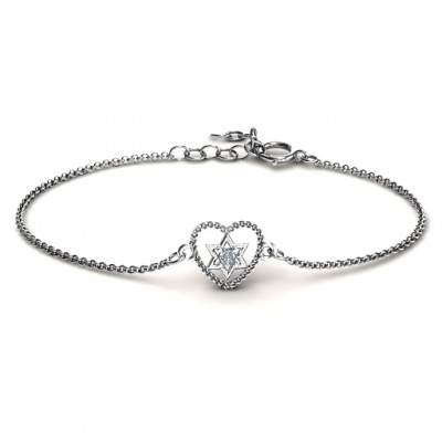 personalized Chained Heart with Star of David Bracelet - Name My Jewelry ™