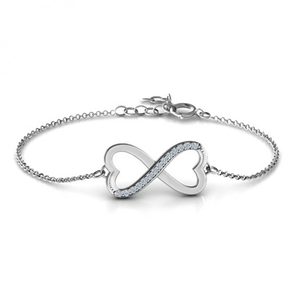personalized Double Heart Infinity Bracelet with Accents - Name My Jewelry ™
