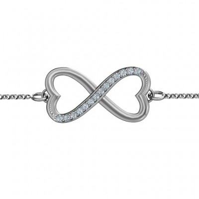 personalized Double Heart Infinity Bracelet with Accents - Name My Jewelry ™
