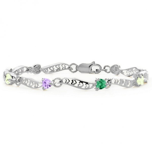 personalized Embedded Hearts 1-8 Stones Bracelet  - Name My Jewelry ™