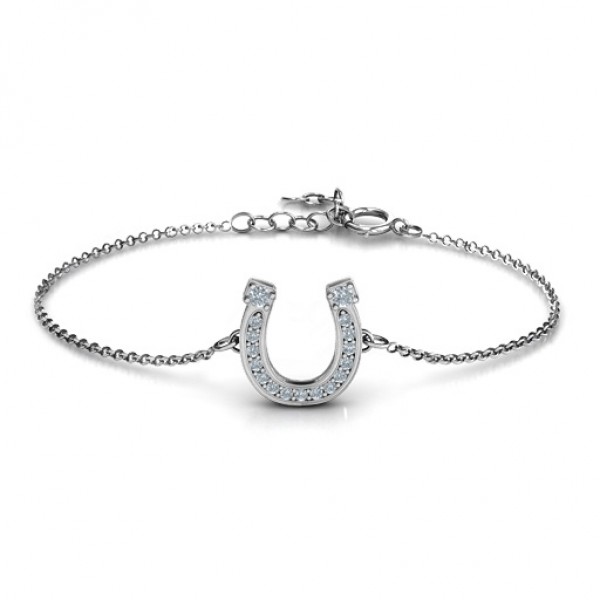 Horseshoe Bracelet with Two Stones and Accents  - Name My Jewelry ™