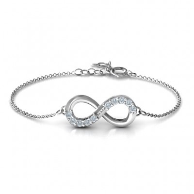 Sterling Silver Birthstone Accent Infinity Bracelet  - Name My Jewelry ™
