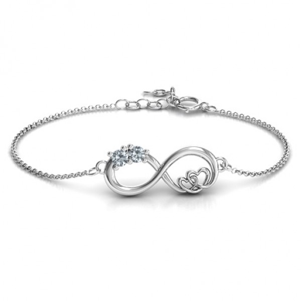 Sterling Silver Double the Love Infinity Bracelet - Name My Jewelry ™