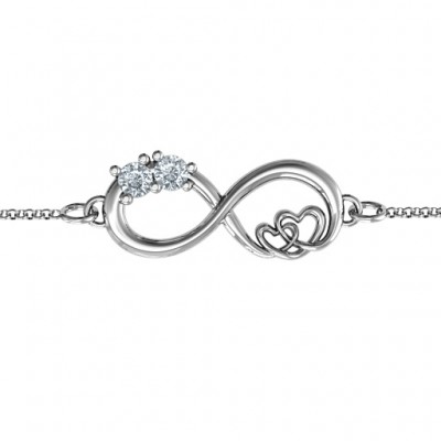 Sterling Silver Double the Love Infinity Bracelet - Name My Jewelry ™