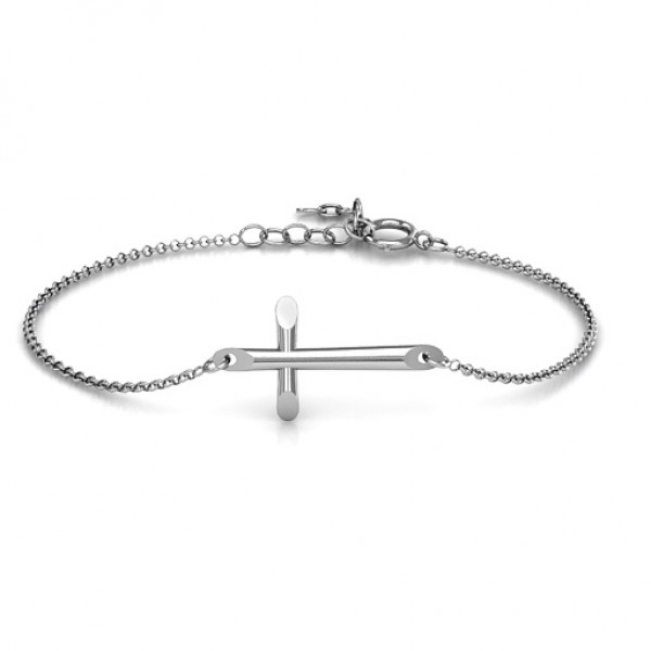 personalized Sterling Silver Modern Cross Bracelet - Name My Jewelry ™