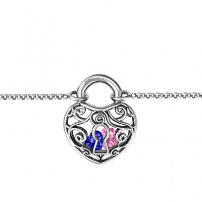 personalized Sterling Silver True Love's Lock Caged Bracelet - Name My Jewelry ™