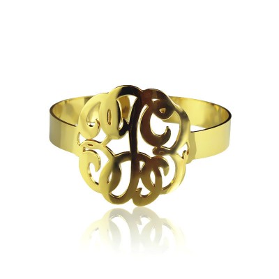 Hand Drawing Monogram Initial Bracelet 1.6 Inch Gold Plated - Name My Jewelry ™