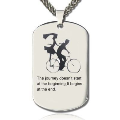 Couple Bicycle Dog Tag Name Necklace - Name My Jewelry ™