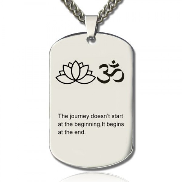 Yoga Theme,Lotus Flower Name Dog Tag Necklace - Name My Jewelry ™