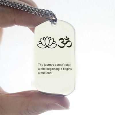 Yoga Theme,Lotus Flower Name Dog Tag Necklace - Name My Jewelry ™