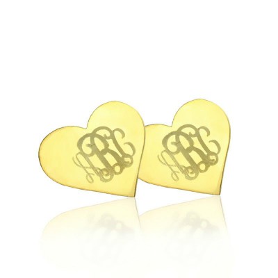 Heart Monogram Stud Earrings In Gold - Name My Jewelry ™