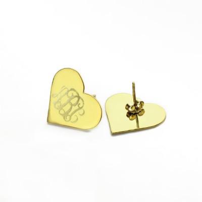 Heart Monogram Stud Earrings In Gold - Name My Jewelry ™