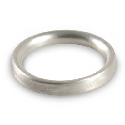 3mm Brushed Matte Flat Court Silver Wedding Ring - Name My Jewelry ™