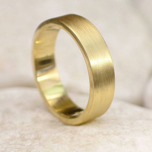 Mens 18ct Gold Wedding Ring, Spun Silk Finish - Name My Jewelry ™