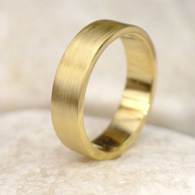 Mens 18ct Gold Wedding Ring, Spun Silk Finish - Name My Jewelry ™