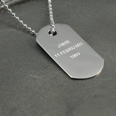 personalized Silver Dog Tag Pendant - Name My Jewelry ™