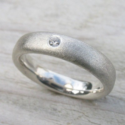 Handmade Frosted Silver Diamond Wedding Rings - Name My Jewelry ™