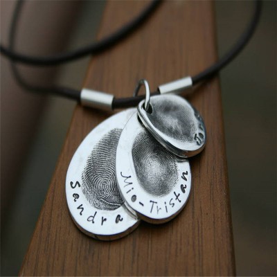 Teardrop Trio Mens personalized Fingerprint Chain - Name My Jewelry ™