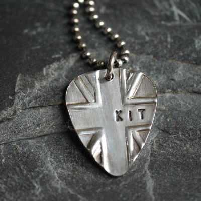 personalized Silver Union Jack Plectrum - Name My Jewelry ™