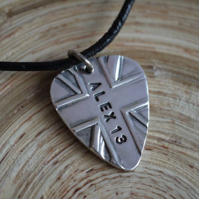 personalized Silver Union Jack Plectrum - Name My Jewelry ™