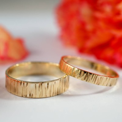 Bark Effect Rings In 18ct Yellow Gold - Name My Jewelry ™