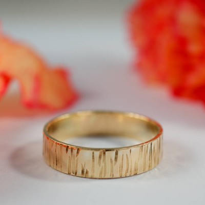 Bark Effect Rings In 18ct Yellow Gold - Name My Jewelry ™