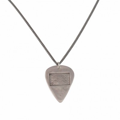British Flag Stamp Silver Plectrum Necklace - Name My Jewelry ™
