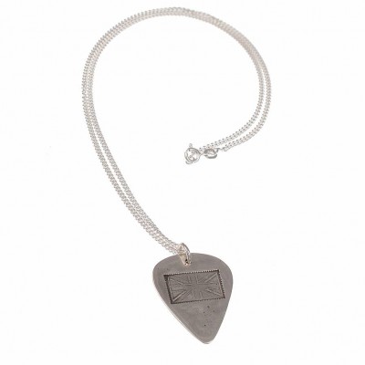 British Flag Stamp Silver Plectrum Necklace - Name My Jewelry ™