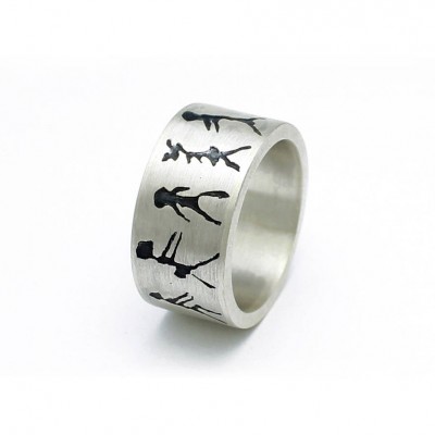 Capivara Cave Art Sterling Silver Band Ring - Name My Jewelry ™