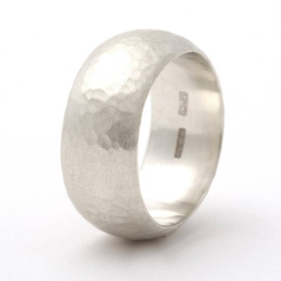 Chunky Sterling Silver Rounded Hammered Ring - Name My Jewelry ™