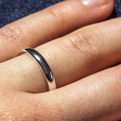 Sterling Silver D Shape Wedding Band - Name My Jewelry ™