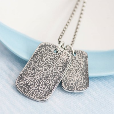 Dog Tag With Baby Prints And Birth Info Necklace - Two Pendants - Name My Jewelry ™