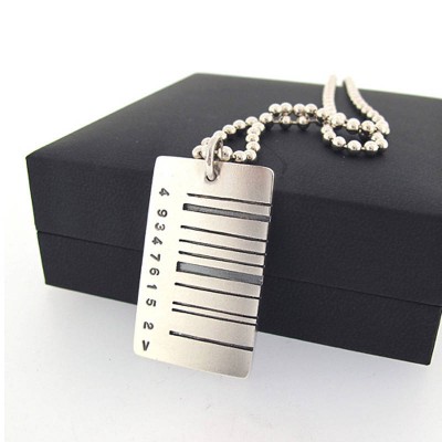 Wide Barcode Tag Pendant - Name My Jewelry ™