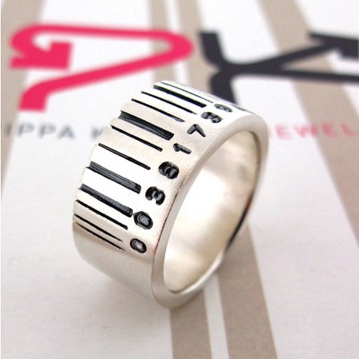 Extra Wide Silver Barcode Ring - Name My Jewelry ™