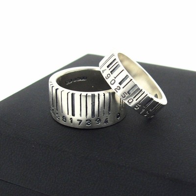 Extra Wide Silver Barcode Ring - Name My Jewelry ™