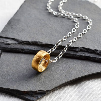 Gold Plated Meteorite Ring Necklace - Name My Jewelry ™