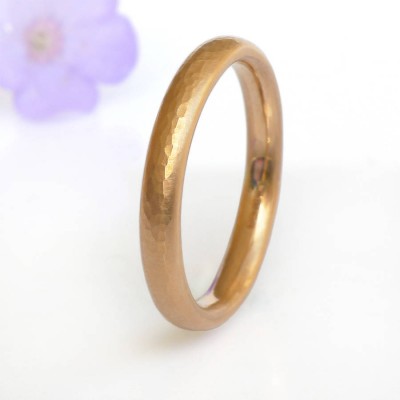 Hammered Comfort Fit Wedding Ring, 18ct Gold - Name My Jewelry ™