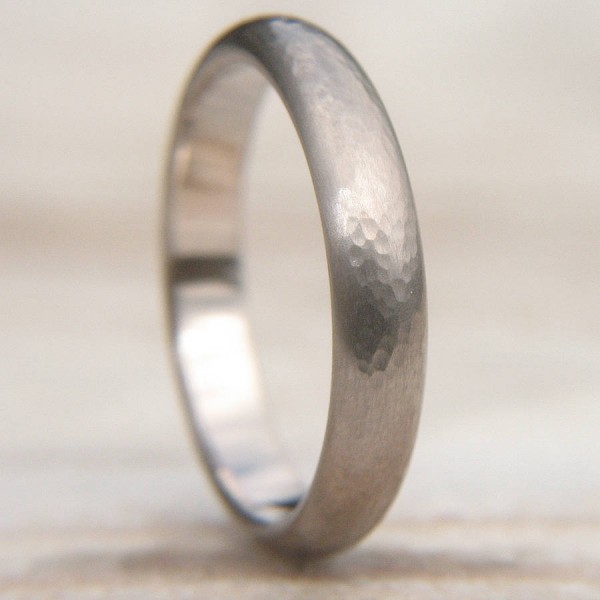 Hammered Wedding Ring In 18ct White Gold - Name My Jewelry ™