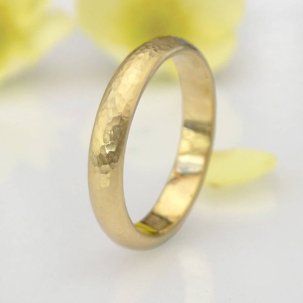 Hammered Ring In 18ct Yellow Or Rose Gold - Name My Jewelry ™