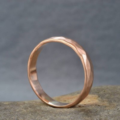 Handmade 18ct Rose Gold Hammered Wedding Ring - Name My Jewelry ™