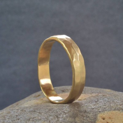 18ct  Gold Handmade Hammered Wedding Ring - Name My Jewelry ™
